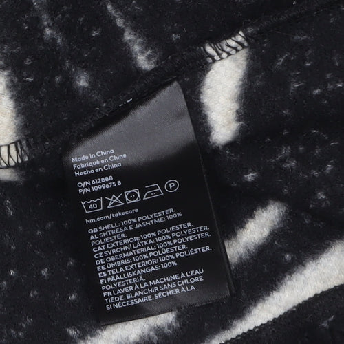 H&M Women’s Black White Zebra Fleece Jacket Size 12 Full Zip