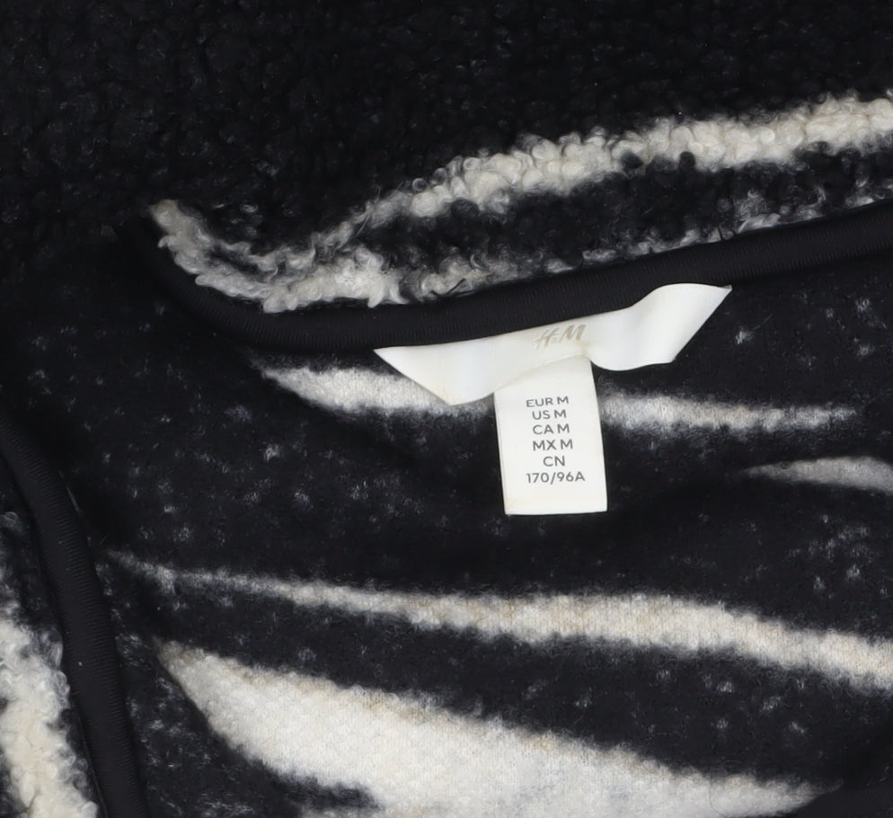 H&M Women’s Black White Zebra Fleece Jacket Size 12 Full Zip