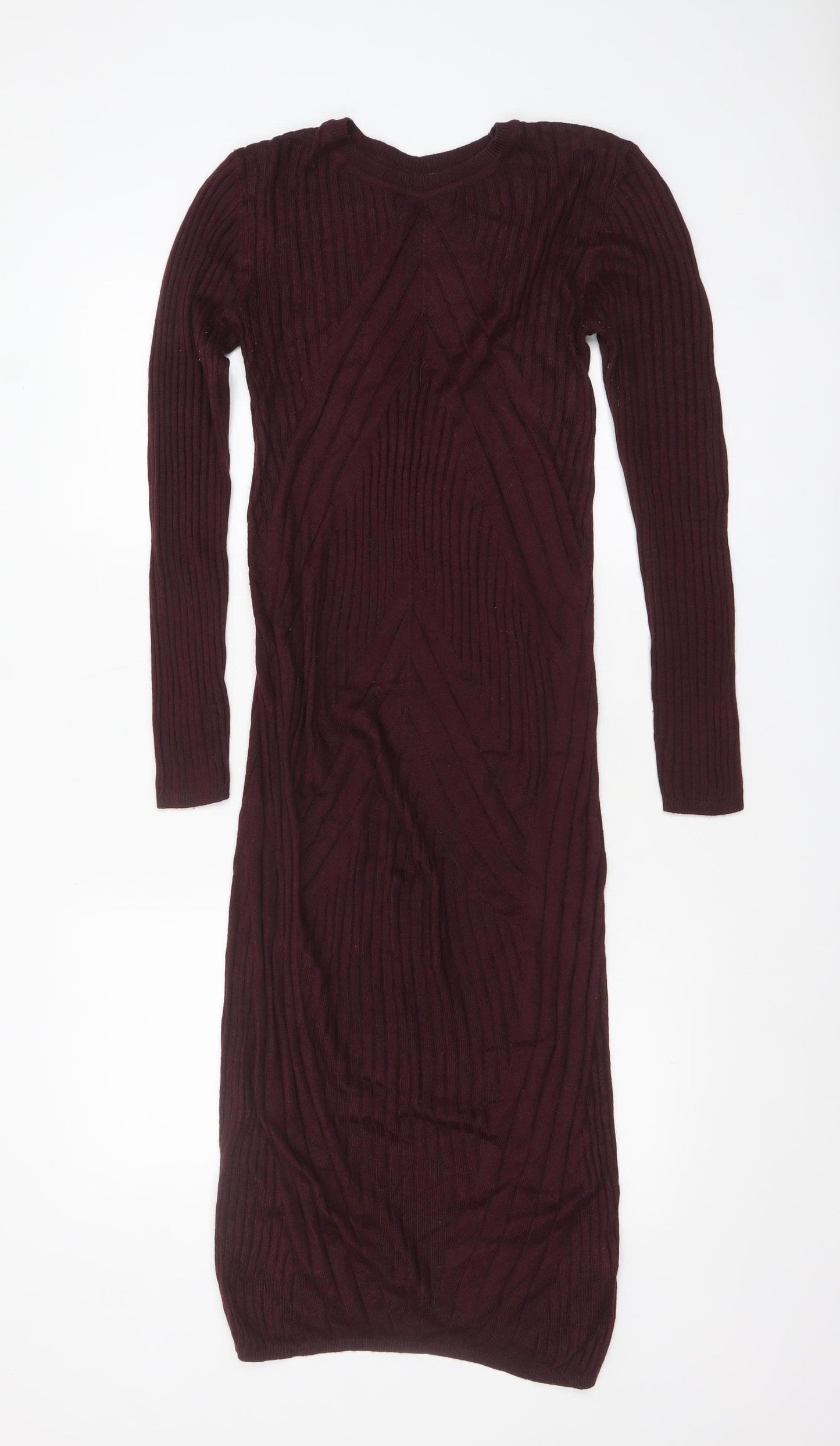 New Look Women Brown Long Sleeve Knit Bodycon Maternity Dress Size 8