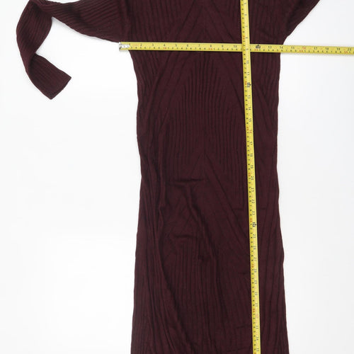 New Look Women Brown Long Sleeve Knit Bodycon Maternity Dress Size 8