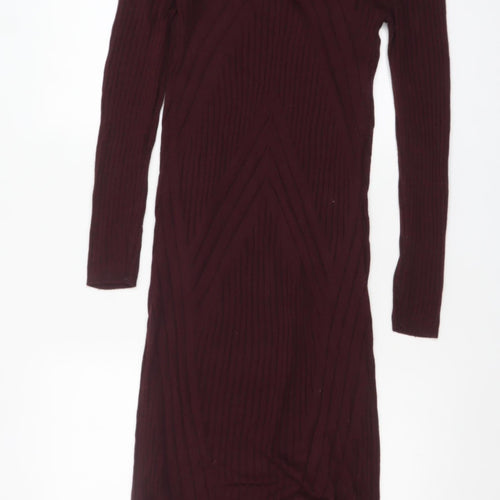 New Look Women Brown Long Sleeve Knit Bodycon Maternity Dress Size 8