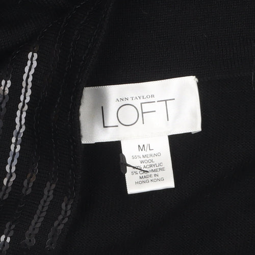 Ann Taylor Loft Women's Black Merino Wool Sequin Shrug L