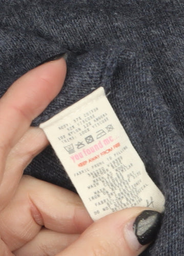 White Stuff Women's Grey Star Print Cardigan Size 16 Cotton Blend