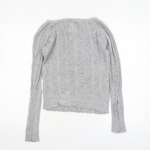 SoulCal Women’s Grey Cable-Knit V-Neck Henley Jumper Size 10