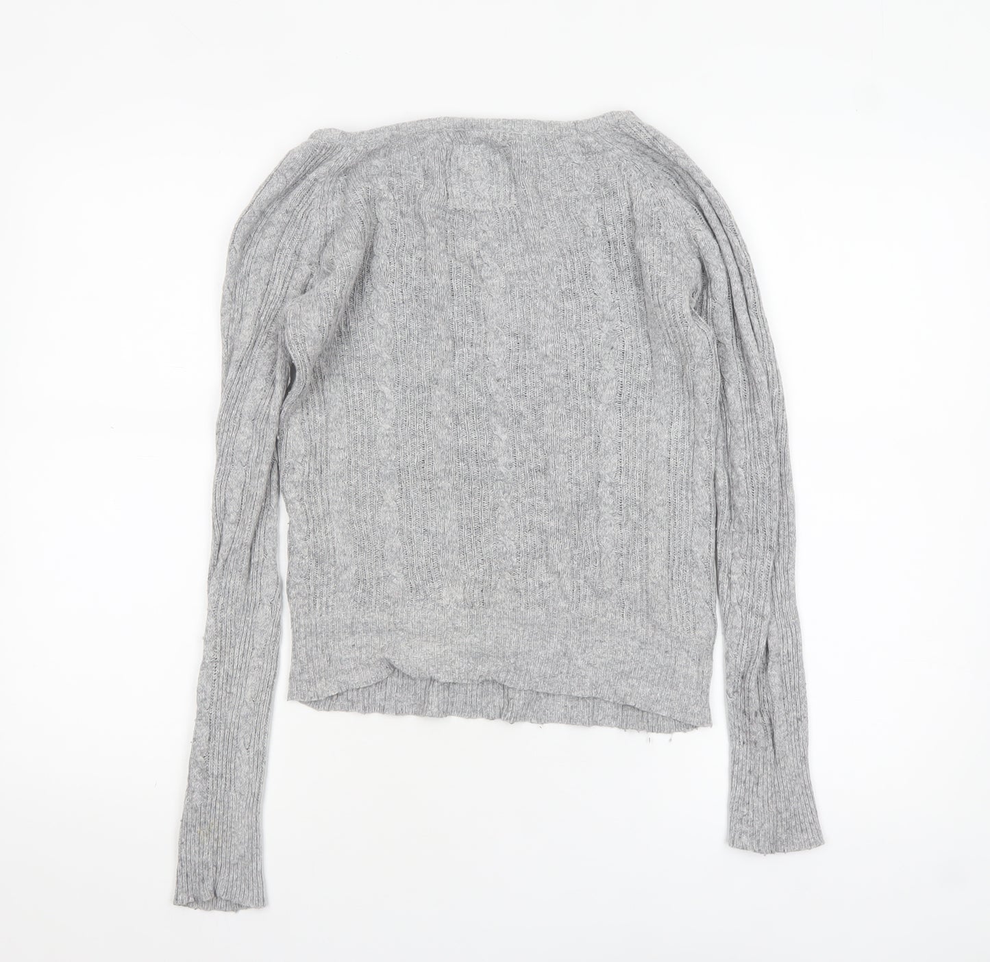 SoulCal Women’s Grey Cable-Knit V-Neck Henley Jumper Size 10