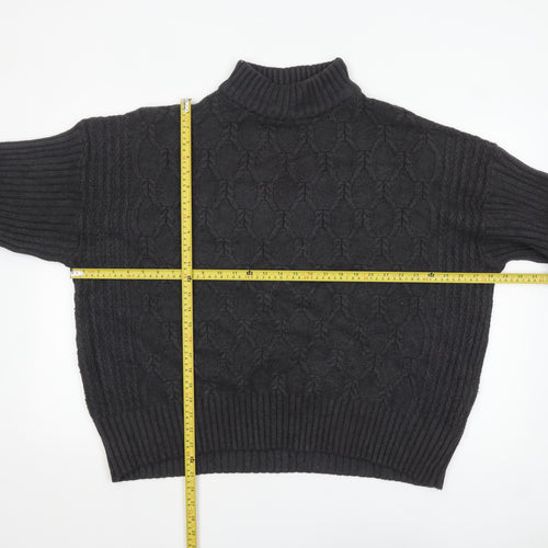 JD Williams Women Black Size 28/30 Cable-Knit Roll Neck Jumper