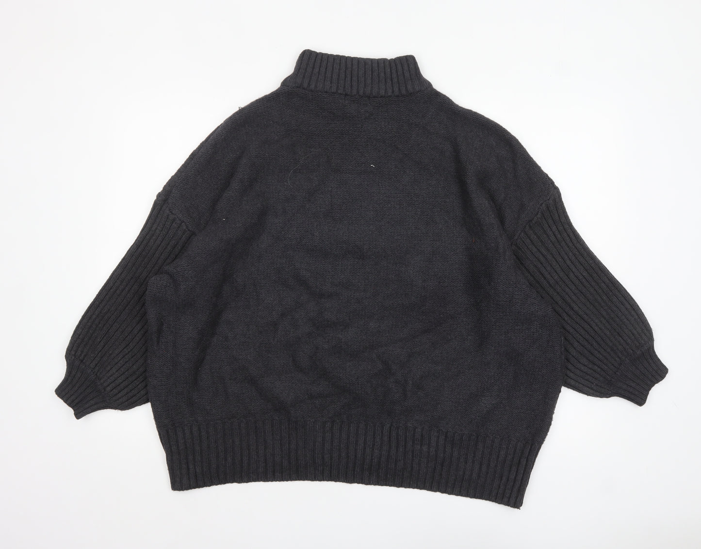 JD Williams Women Black Size 28/30 Cable-Knit Roll Neck Jumper