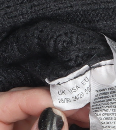 JD Williams Women Black Size 28/30 Cable-Knit Roll Neck Jumper