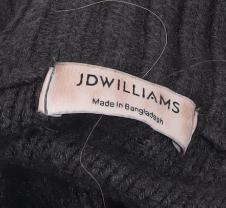 JD Williams Women Black Size 28/30 Cable-Knit Roll Neck Jumper
