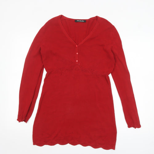 Betty Barclay Women’s Red Cotton Long Sleeve Tunic Jumper Size 10