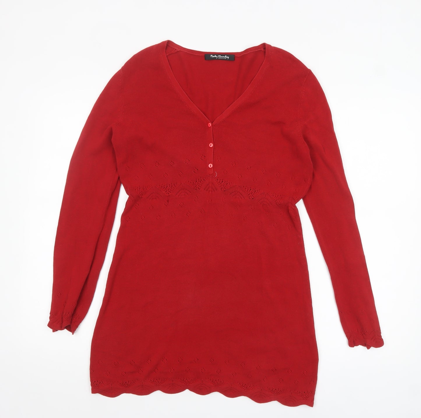 Betty Barclay Women’s Red Cotton Long Sleeve Tunic Jumper Size 10