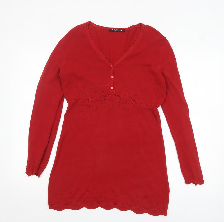 Betty Barclay Women’s Red Cotton Long Sleeve Tunic Jumper Size 10