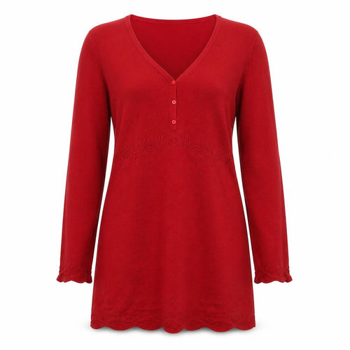 Betty Barclay Women’s Red Cotton Long Sleeve Tunic Jumper Size 10