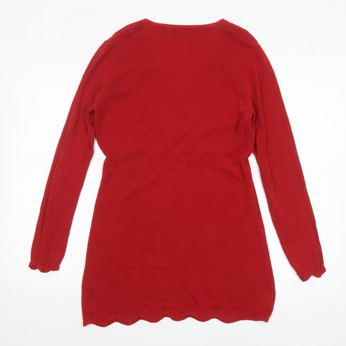 Betty Barclay Women’s Red Cotton Long Sleeve Tunic Jumper Size 10