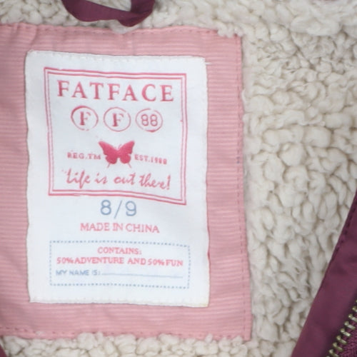 FatFace Girls Red Hooded Faux Fur Lined Puffer Gilet 8-9 Years