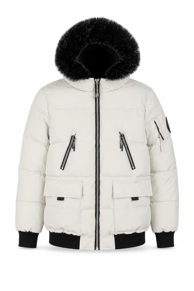 Pink Soda Sport Women’s Ivory Puffer Jacket Size 12 Hooded Winter Coat