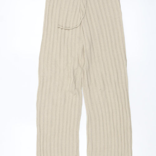 Quiz Women's Beige Knit Wide-Leg Lounge Sweatpants Size S