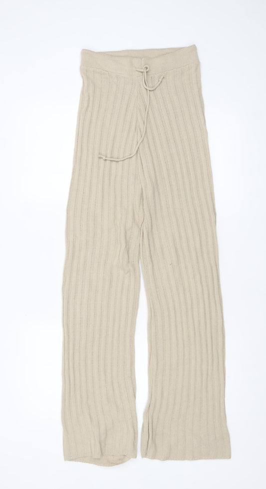 Quiz Women's Beige Knit Wide-Leg Lounge Sweatpants Size S