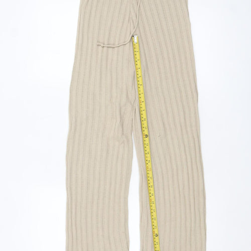 Quiz Women's Beige Knit Wide-Leg Lounge Sweatpants Size S