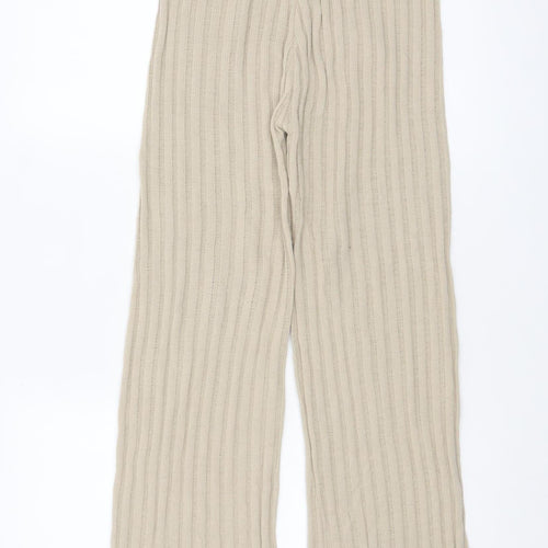 Quiz Women's Beige Knit Wide-Leg Lounge Sweatpants Size S