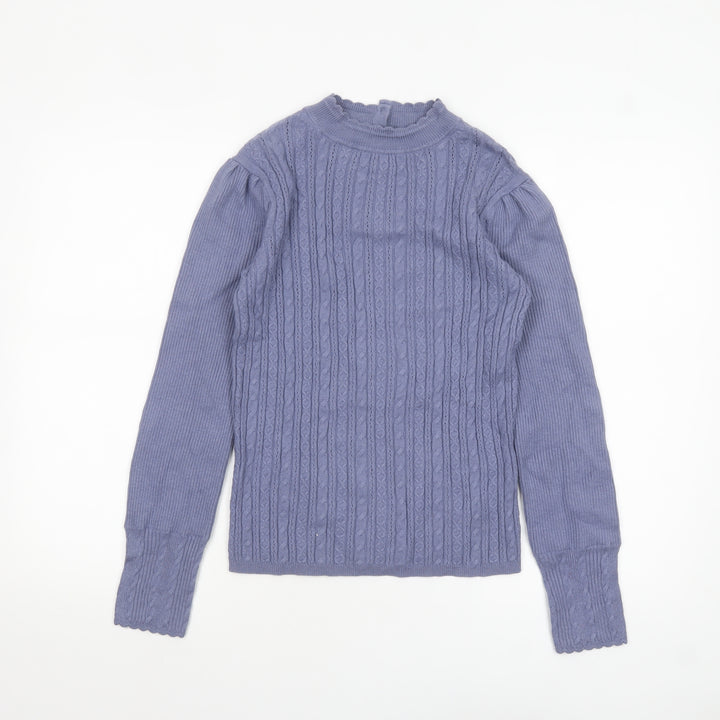 Marks and Spencer Per Una Women’s Purple Cable-Knit Mock Neck Jumper Size 8