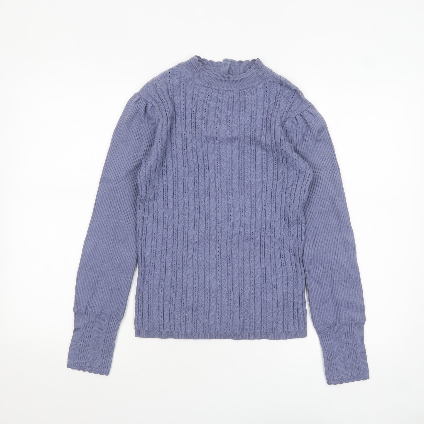 Marks and Spencer Per Una Women’s Purple Cable-Knit Mock Neck Jumper Size 8
