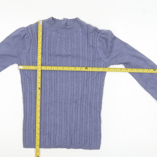 Marks and Spencer Per Una Women’s Purple Cable-Knit Mock Neck Jumper Size 8