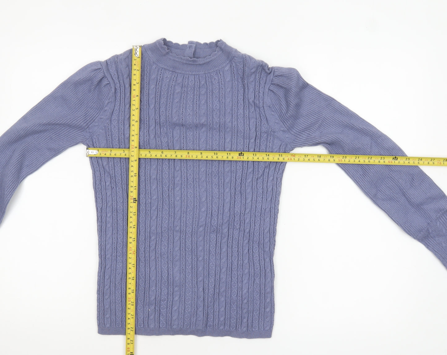 Marks and Spencer Per Una Women’s Purple Cable-Knit Mock Neck Jumper Size 8