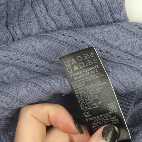 Marks and Spencer Per Una Women’s Purple Cable-Knit Mock Neck Jumper Size 8