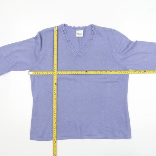 Eastex Women's Purple Knit V-Neck 3/4 Sleeve Pullover Jumper Size 16