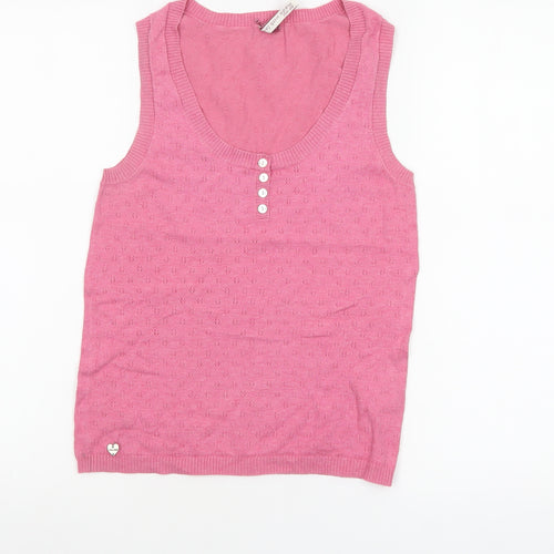 White Stuff Women's Pink Cotton Sleeveless Tank Top Size 8