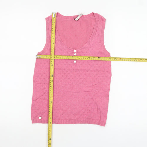 White Stuff Women's Pink Cotton Sleeveless Tank Top Size 8