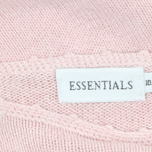 ESSENTIALS Womens Pink Embroidered Boat Neck Pullover Jumper Size 10/12