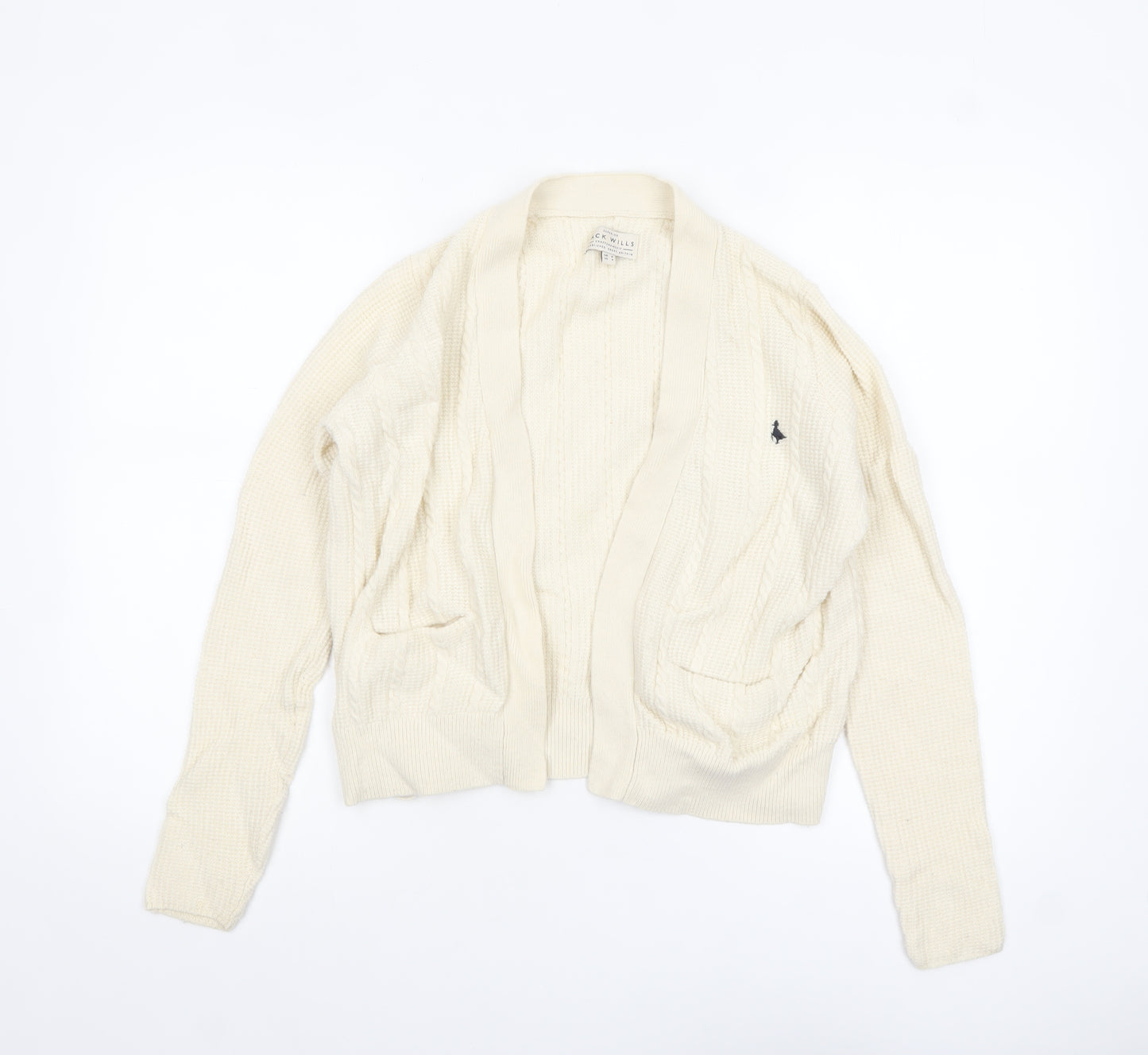 Jack Wills Women's Ivory Merino Wool Blend Cardigan UK 8