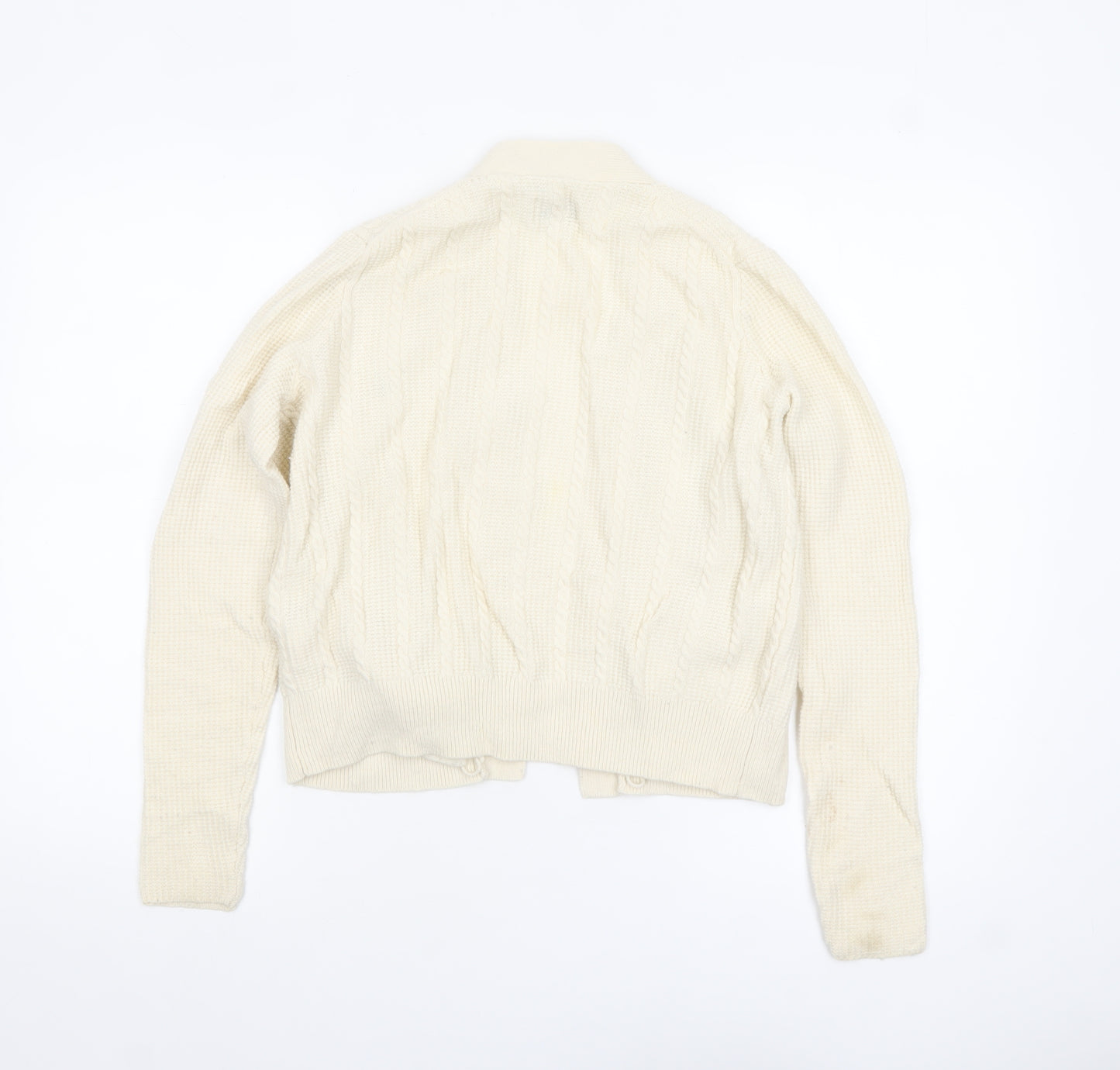 Jack Wills Women's Ivory Merino Wool Blend Cardigan UK 8