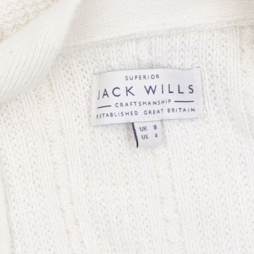 Jack Wills Women's Ivory Merino Wool Blend Cardigan UK 8