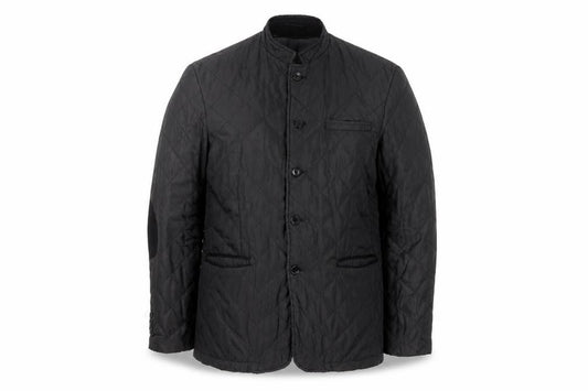 Front view of BlackBerrys Men's Black Quilted Slim Fit Jacket, size 44
