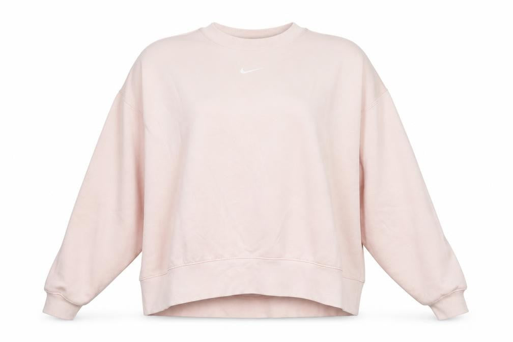 Front view of Nike Women Pink Pullover Sweatshirt 1X Cotton Blend Crew Neck