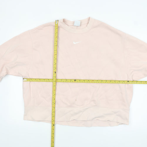 Nike Women Pink Pullover Sweatshirt 1X Cotton Blend Crew Neck