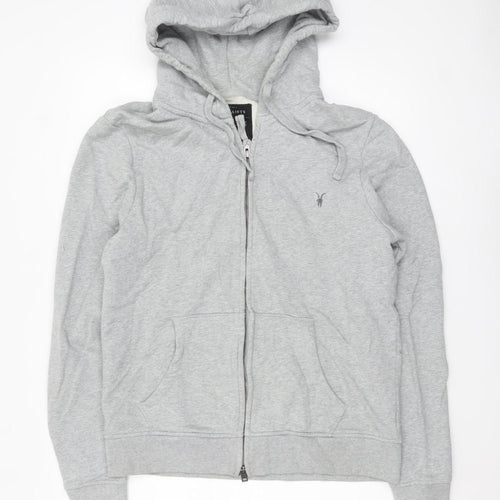 AllSaints Men's Grey Full Zip Cotton Hoodie XL