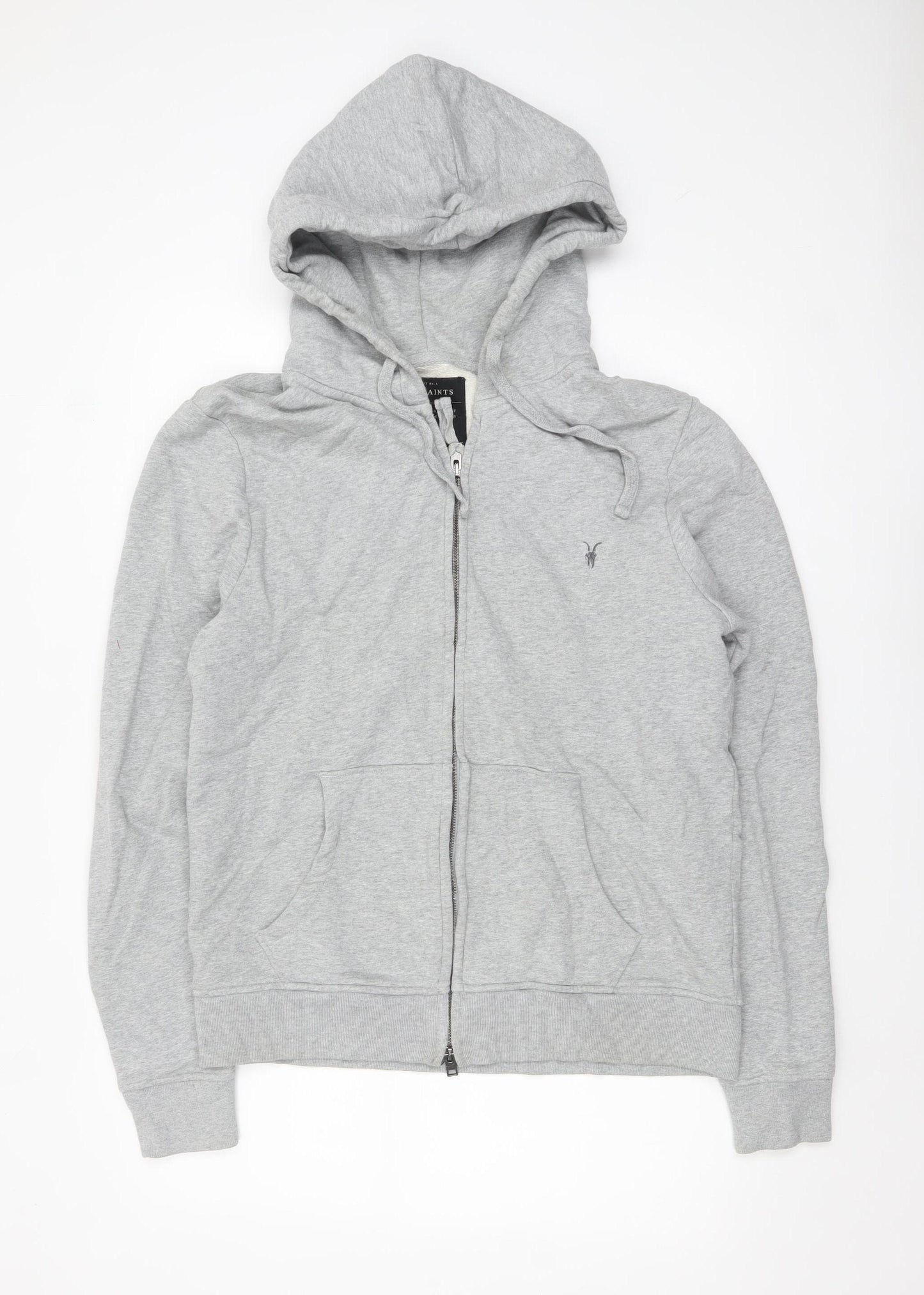 AllSaints Men's Grey Full Zip Cotton Hoodie XL