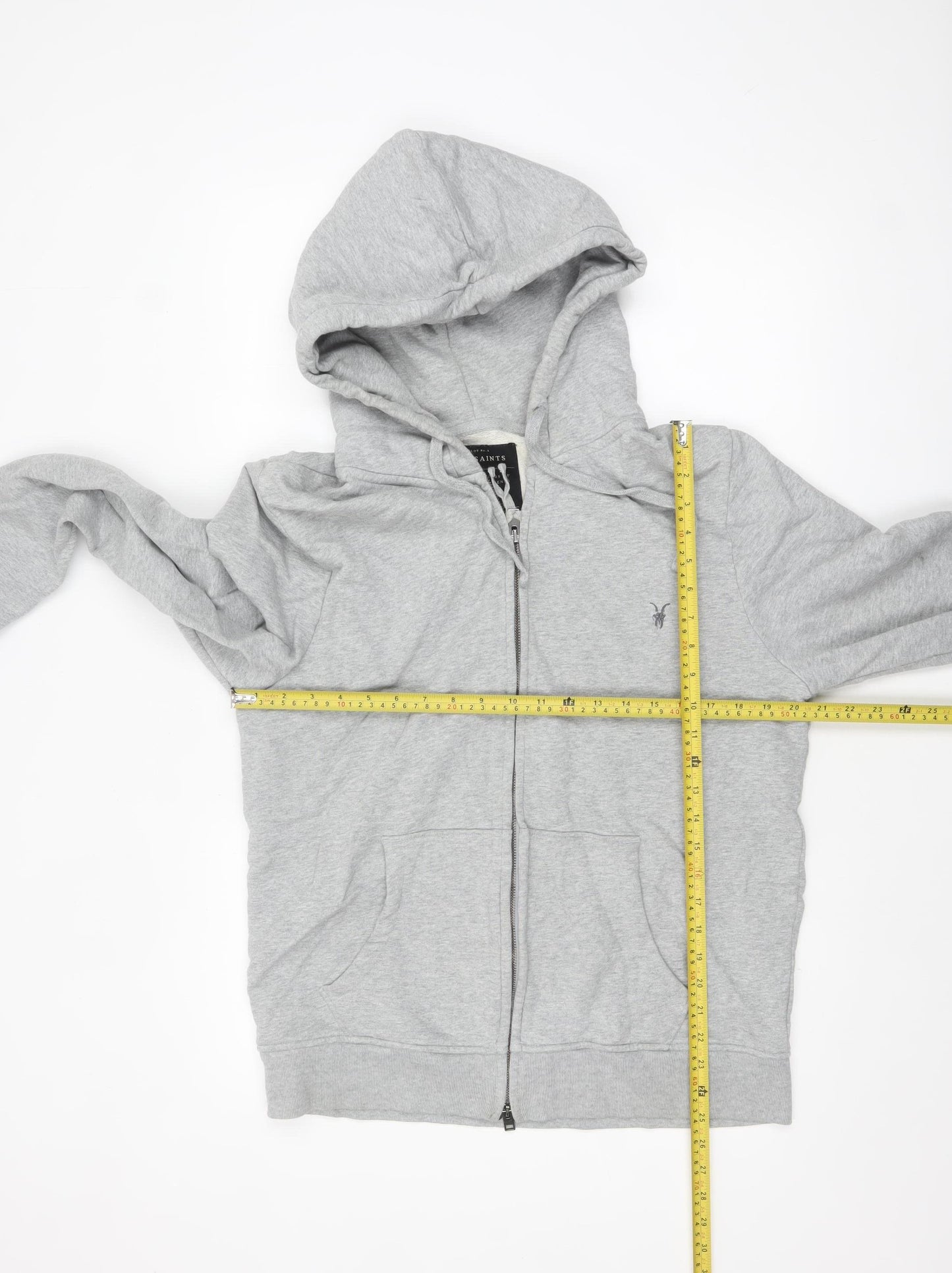 AllSaints Men's Grey Full Zip Cotton Hoodie XL
