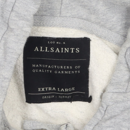 AllSaints Men's Grey Full Zip Cotton Hoodie XL