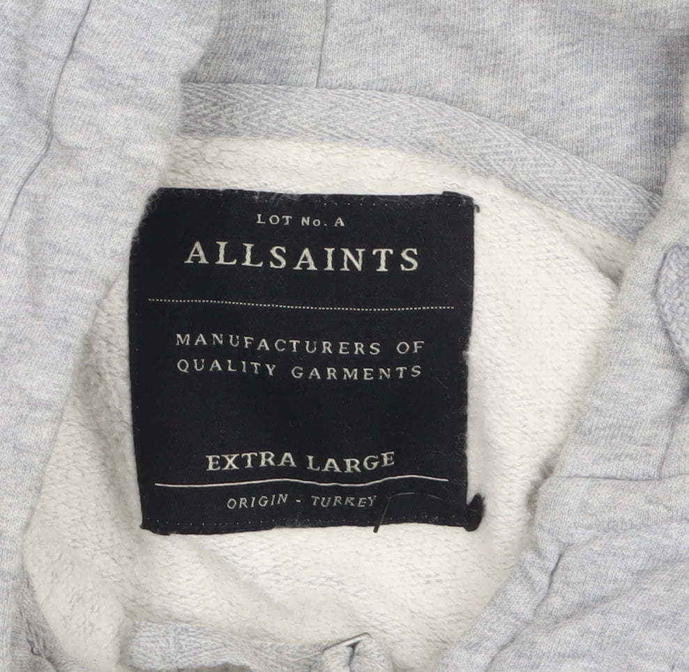 AllSaints Men's Grey Full Zip Cotton Hoodie XL