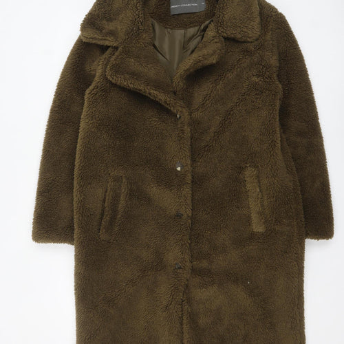 French Connection Womens Brown Long Fleece Coat Size M