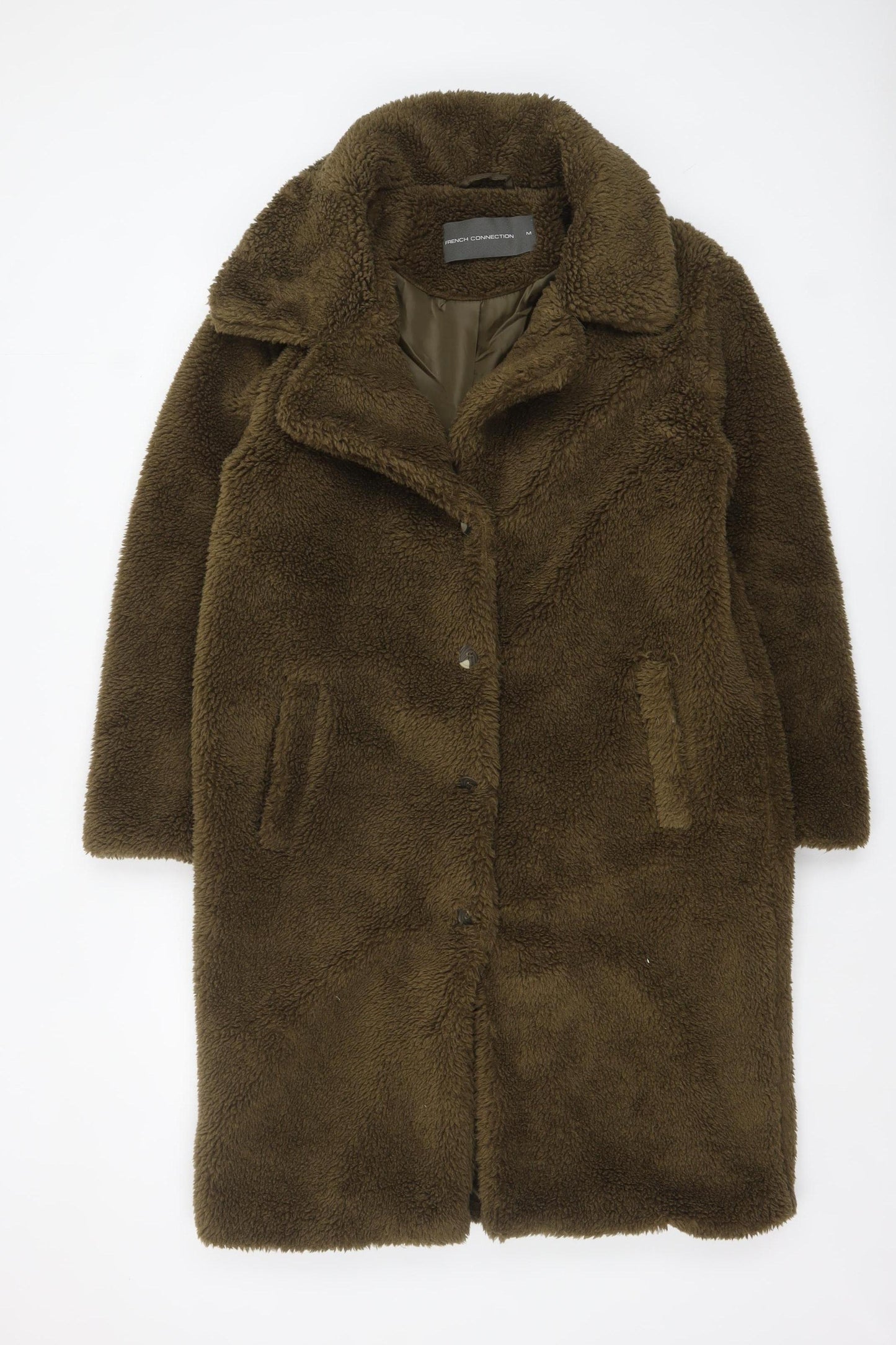 French Connection Womens Brown Long Fleece Coat Size M