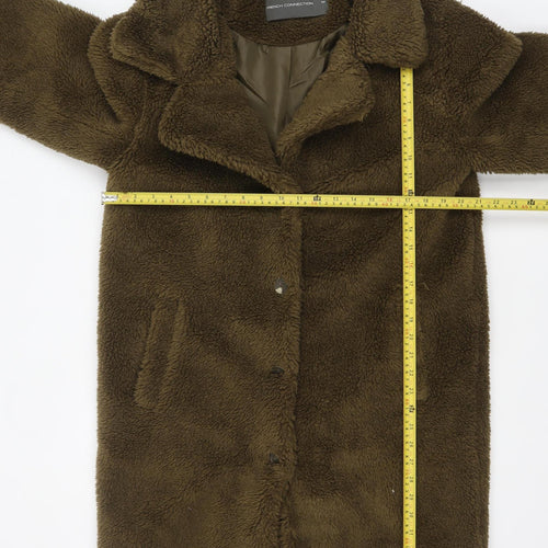 French Connection Womens Brown Long Fleece Coat Size M