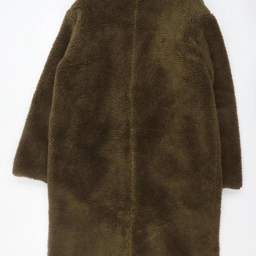 French Connection Womens Brown Long Fleece Coat Size M