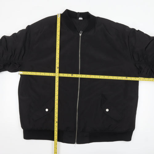 H&M Divided Women's Black Bomber Jacket Size 12 Polyester Zip Lined