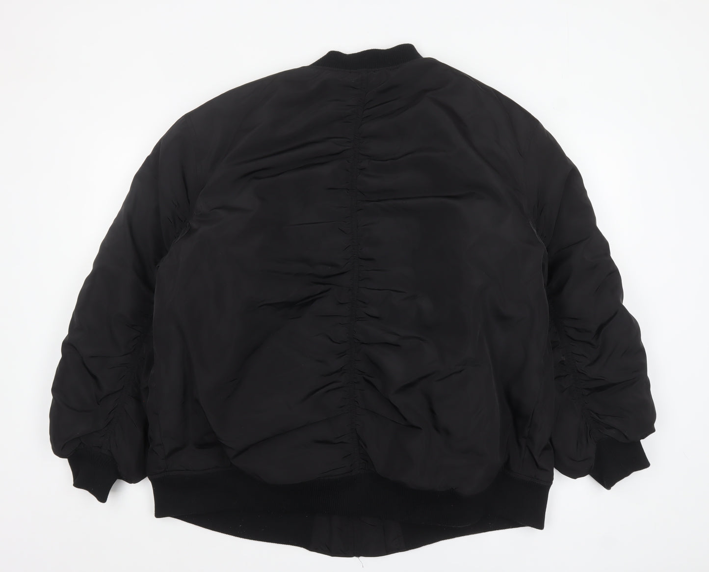 H&M Divided Women's Black Bomber Jacket Size 12 Polyester Zip Lined